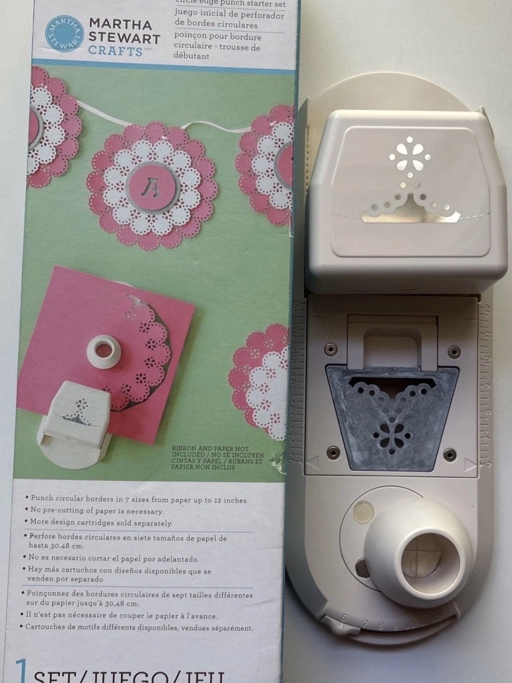 Martha Stewart Crafts White and Pink Circular Border Punch Set
